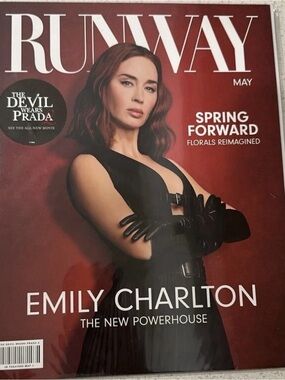 Runway Magazine May Cover - Emily Charlton on Red Background